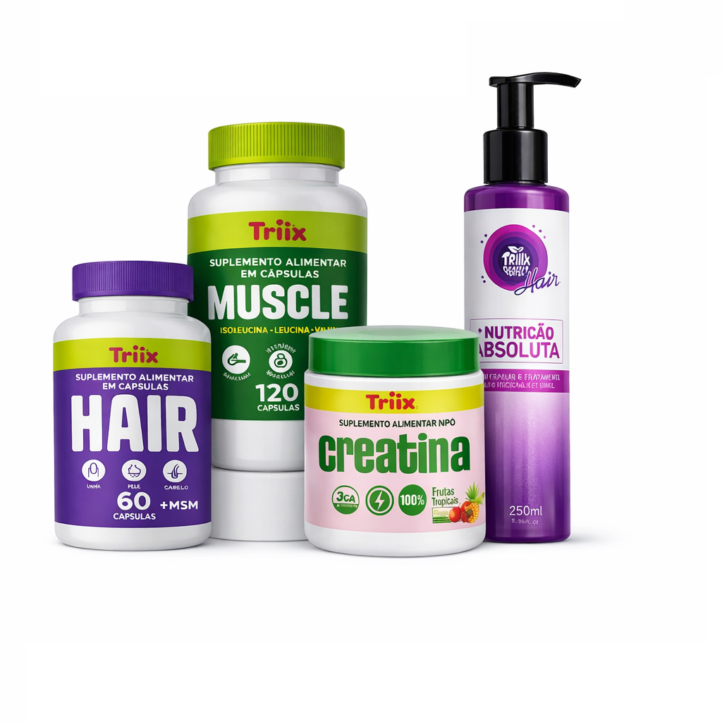 Hiper Triiix | Creatina + Muscle + Hair + Nutrição Absoluta