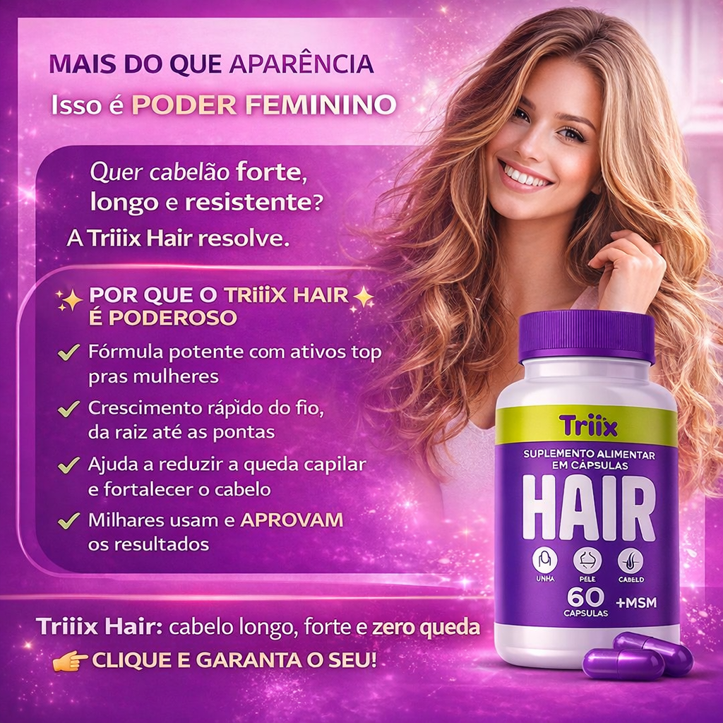 Triiix Hair - 15 Ativos Premium a Vitaminha Capilar da Triiix