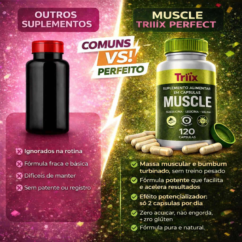 Muscle da Triiix Com Aminoácidos + Bcaa concentrado 120 capsulas