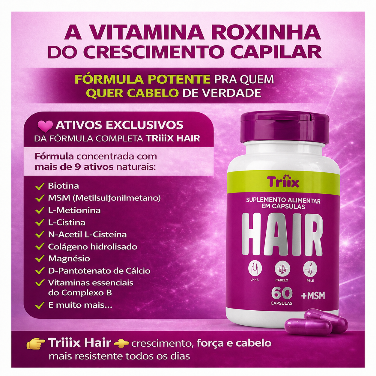 Triiix Hair Tecnologia RFB-3D / 15 Ativos para sua Reconstrução Capilar