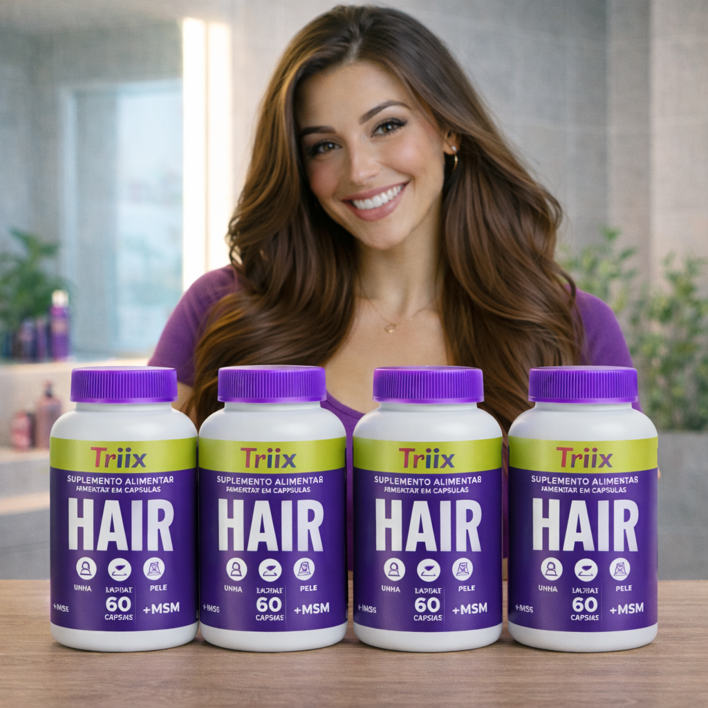 Triiix Hair - 15 Ativos Premium a Vitaminha Capilar da Triiix