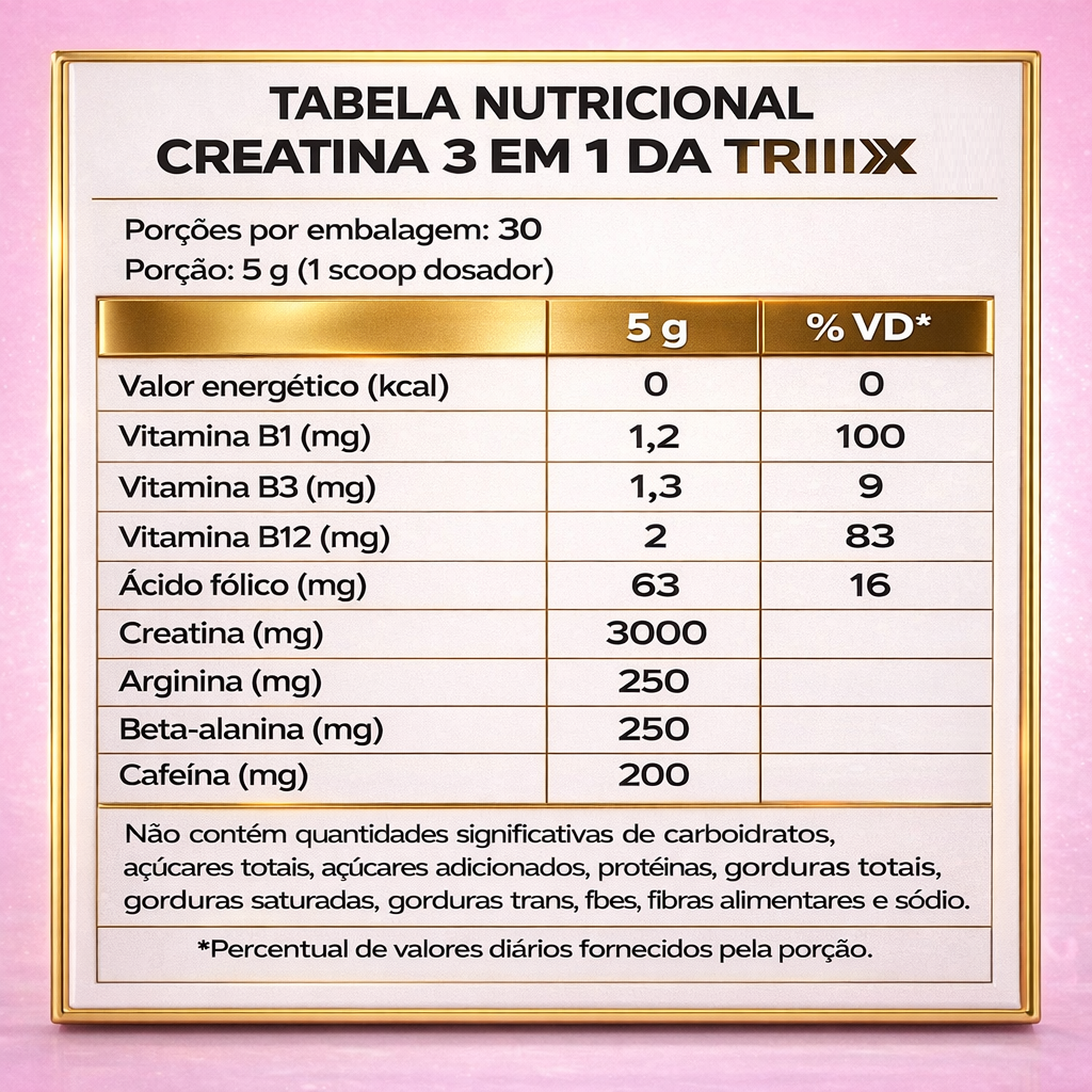 Creatina 3 em 1 da Triiix Perfect - Aminoácidos + Pré Treino + Creatina 150 Gramas