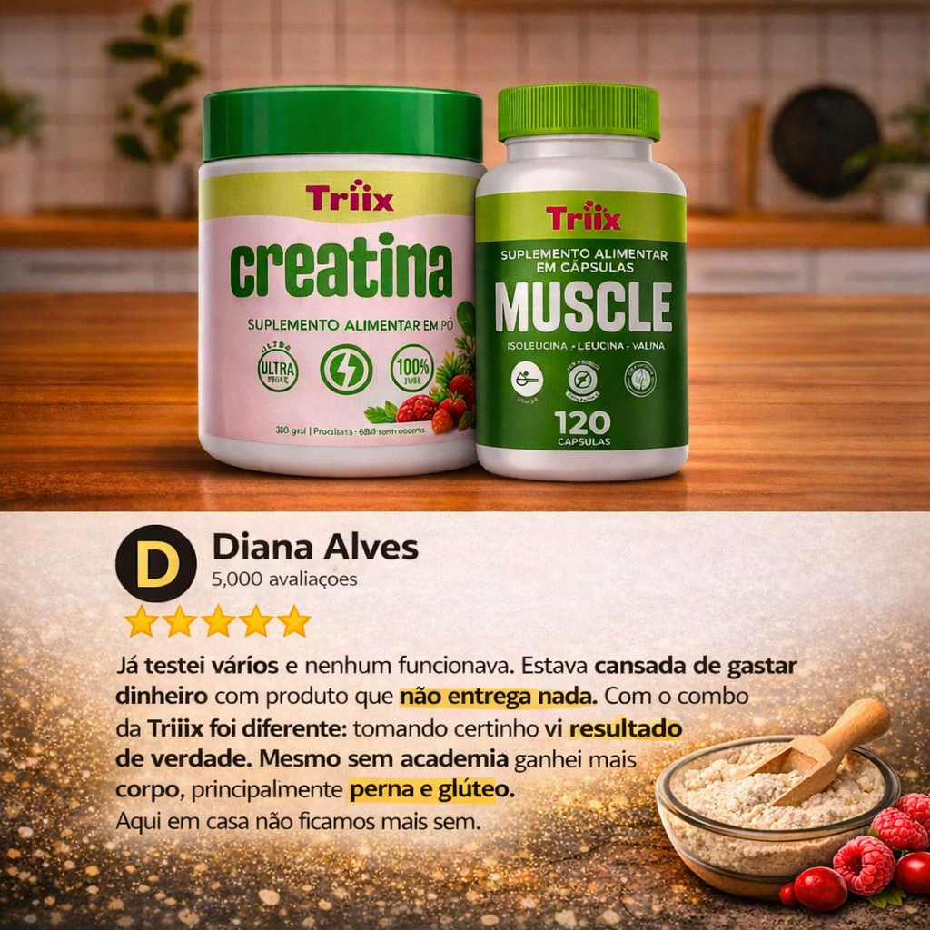 Combo Triiix - 2un Creatina 150g + 1un Muscle 120 Capsulas