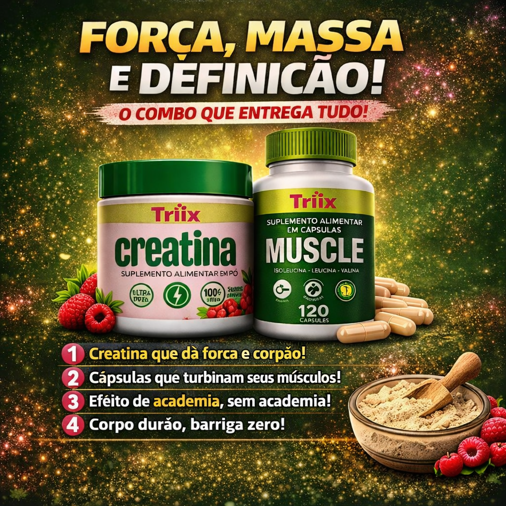 Combo Triiix - 2un Creatina 150g + 1un Muscle 120 Capsulas