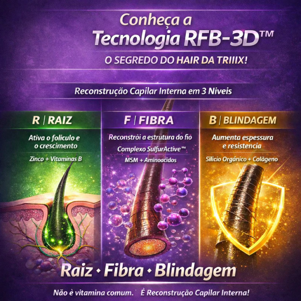 Triiix Hair Tecnologia RFB-3D / 15 Ativos para sua Reconstrução Capilar