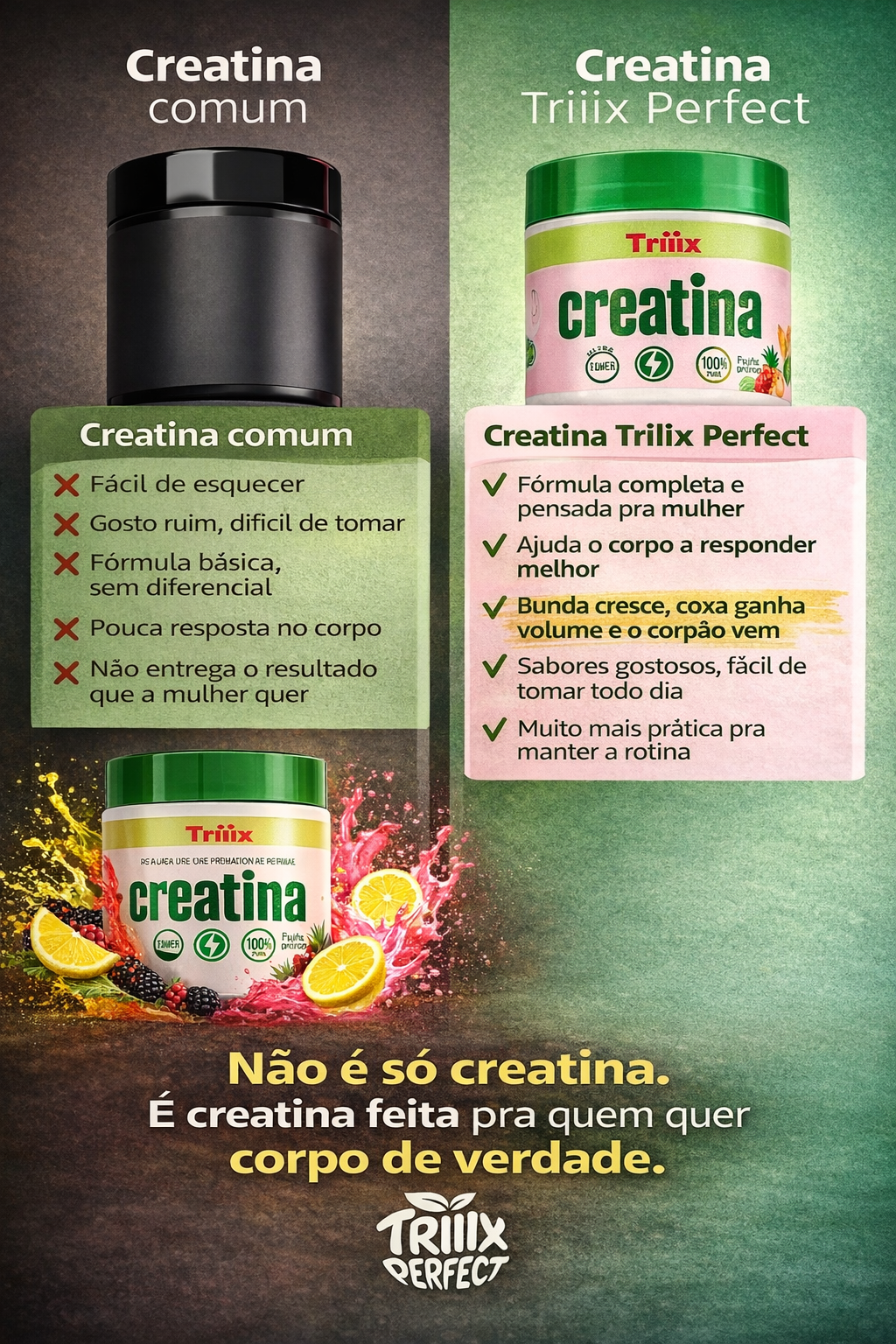 Creatina 3 em 1 da Triiix Perfect - Aminoácidos + Pré Treino + Creatina 150 Gramas