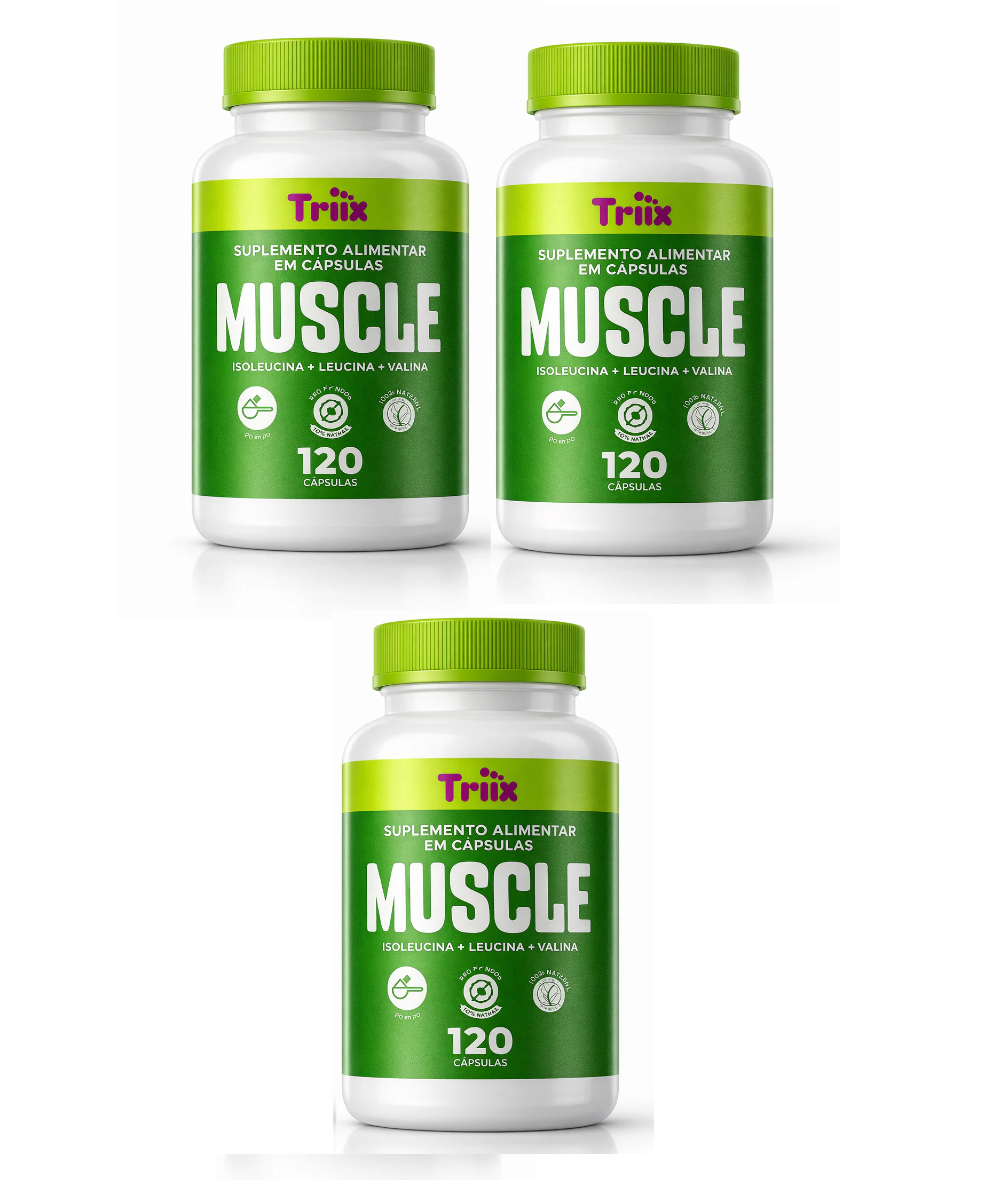 Muscle da Triiix Com Aminoácidos + Bcaa concentrado 120 capsulas