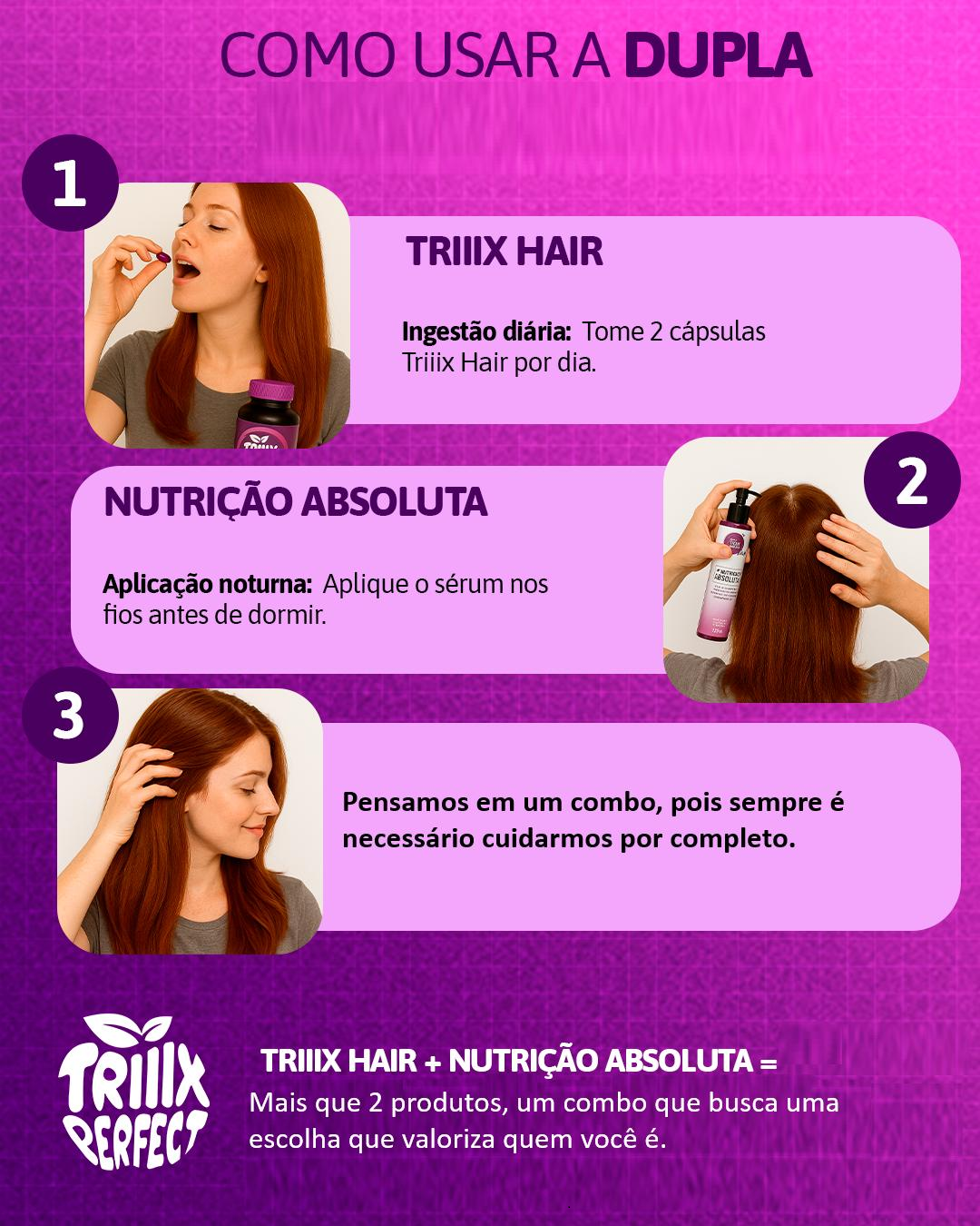 Kit Crescimento Capilar - 1 un Triiix Hair + 1 un Nutrição Absoluta