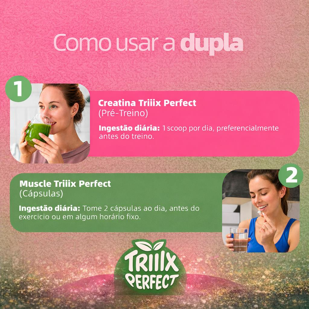 Combo Triiix - 2un Creatina 150g + 1un Muscle 120 Capsulas