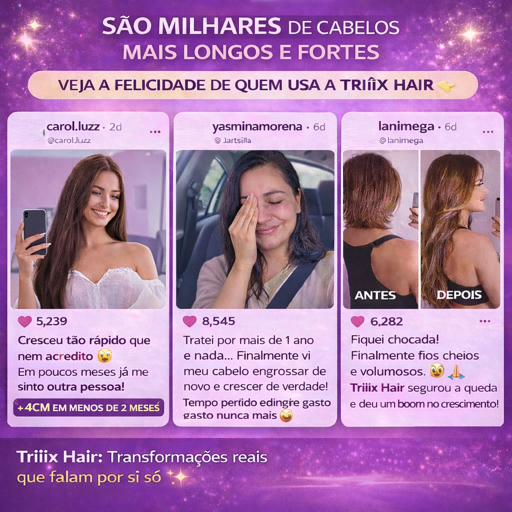 Triiix Hair - 15 Ativos Premium a Vitaminha Capilar da Triiix