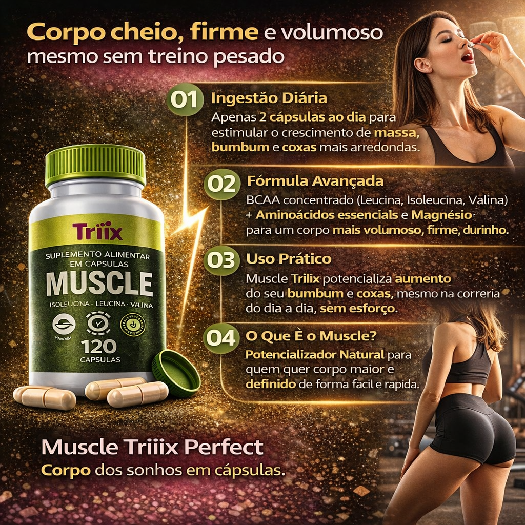 Muscle da Triiix Com Aminoácidos + Bcaa concentrado 120 capsulas