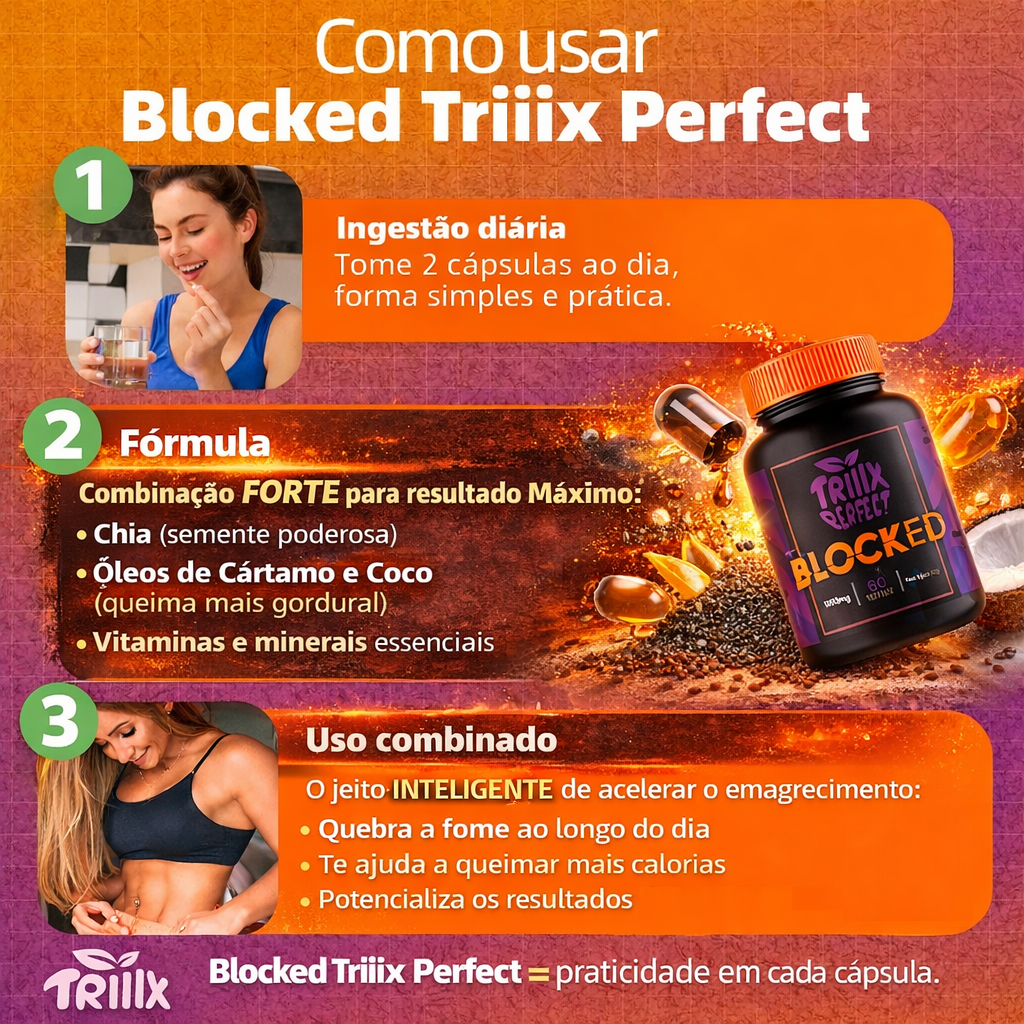 Triiix Blocked – Inibidor de Apetite e Emagrecedor Natural