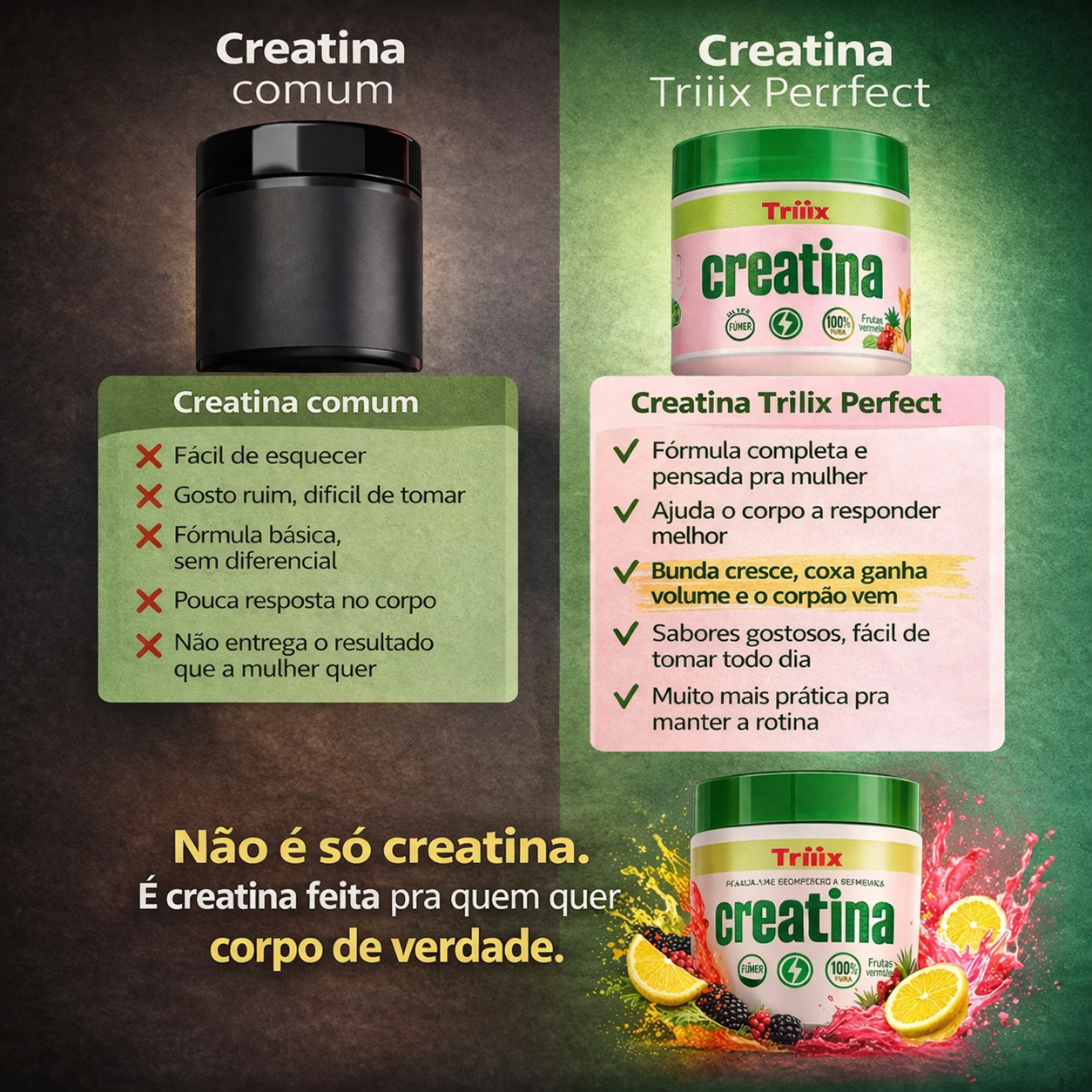 Creatina 3 em 1 da Triiix Perfect - Aminoácidos + Pré Treino + Creatina 150 Gramas