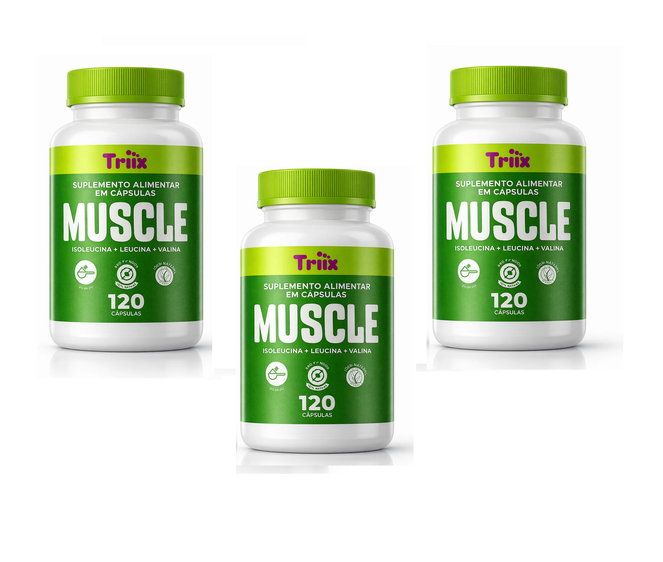 Muscle da Triiix Com Aminoácidos + Bcaa concentrado 120 capsulas