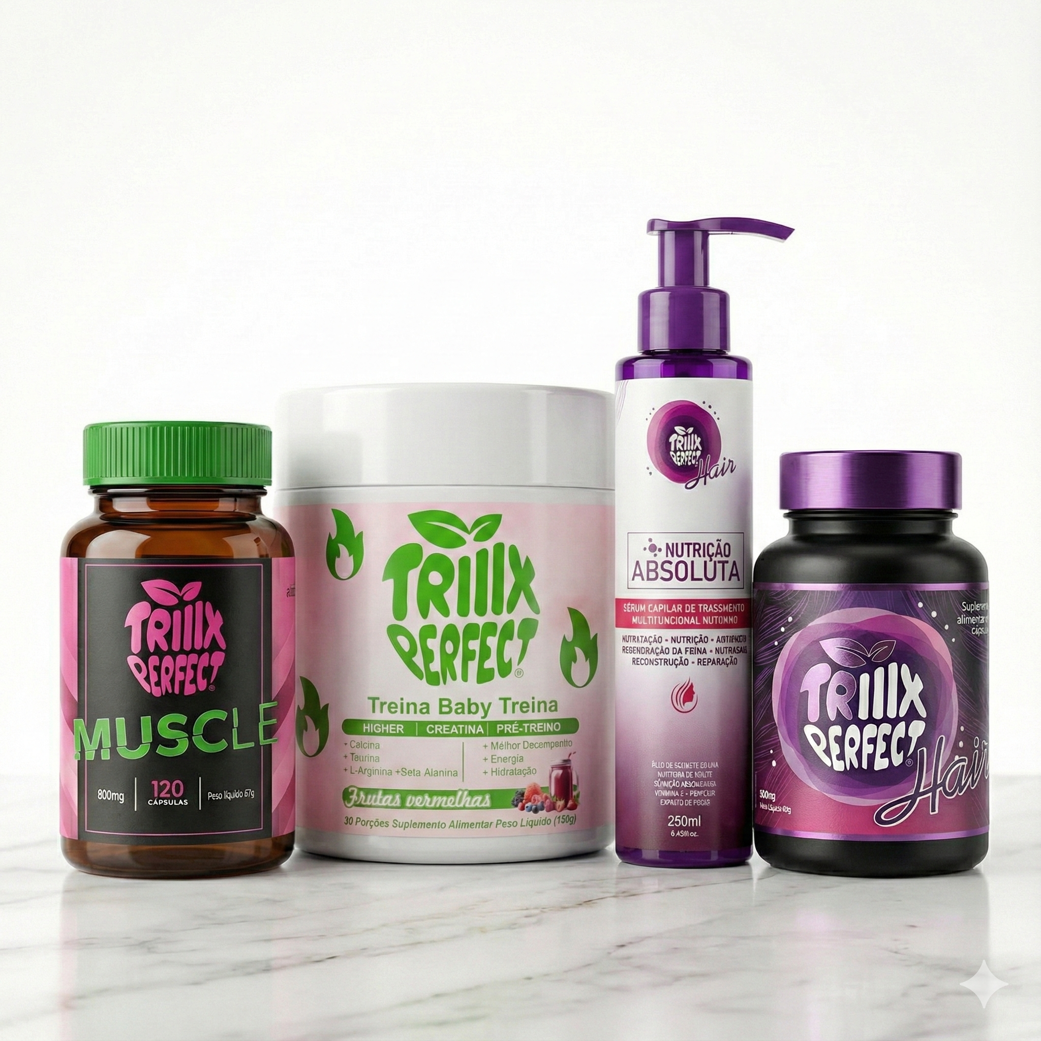 Hiper Triiix | Creatina + Muscle + Hair + Nutrição Absoluta